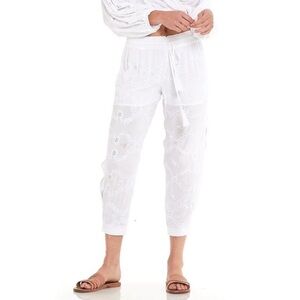 Young Fabulous & Broke White Eyelet Cropped Coverup Jogger Track Pants